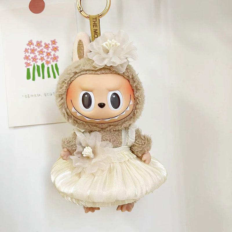 17cm Labubu Doll Clothes: Ice Cream Overalls - Cute Pendant Blind Box