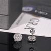 Full Pave Round Cluster Ball Moissanite Stud Earrings Screw Back GRA Certified D VVS1 S925 Silver Women Bridal Wedding Earrings