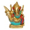 Pure Brass Ganesha Sitting On Shankh Idol, Multicolor Finish, Home Decor Idol