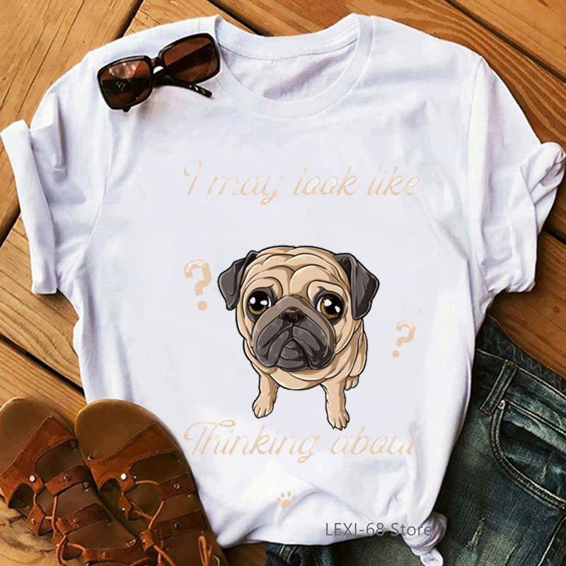 

Pug Dog Animal Print Tshirt Women Labrador Heart Valentines Day Gifts For Dog Lovers T Shirt Femme Funny Female T-Shirt Tops XXXL білий
