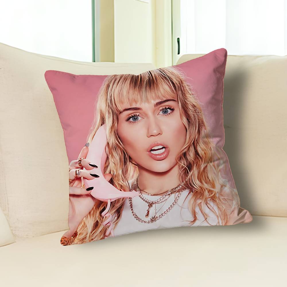 

M-Miley C-Cyrus Singer Anime Celebrity Merchandise All-Match Printed Pillow Case Sofa Car Office Room Decoration Protector 30cmx30cm