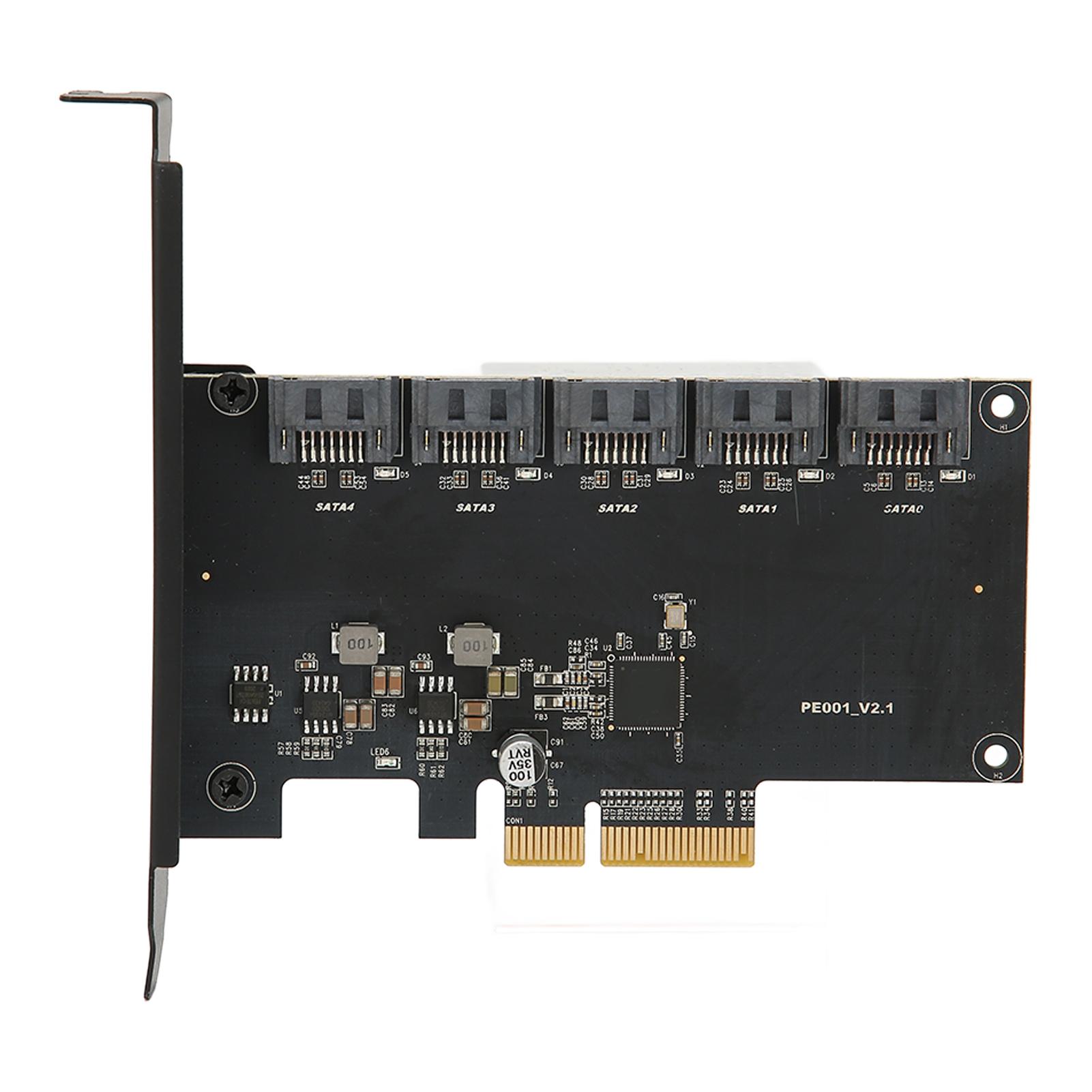 

Карта-адаптер PCIE 4X на 5 портів SATA3.0 6 Гбіт/с Багатопортова карта PCIE-контролера для Windows для Linux