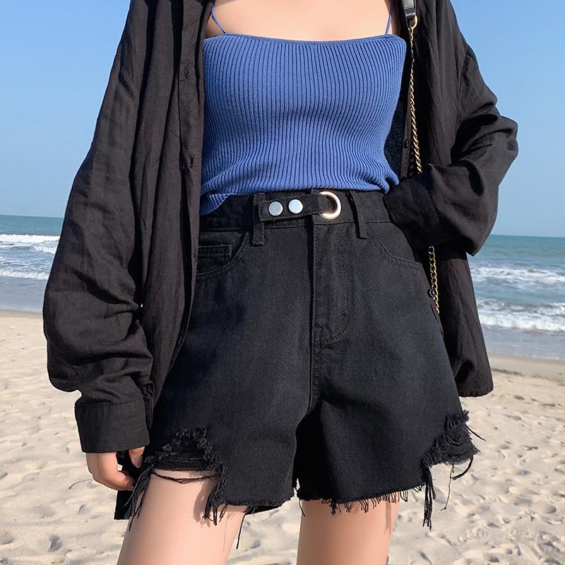 Summer Denim Shorts High Waist Denim Wide Leg Pants Women
