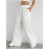 Western Women's Casual Solid Color Drawstring Straight Leg Slight Flare Pocket Casual Pants