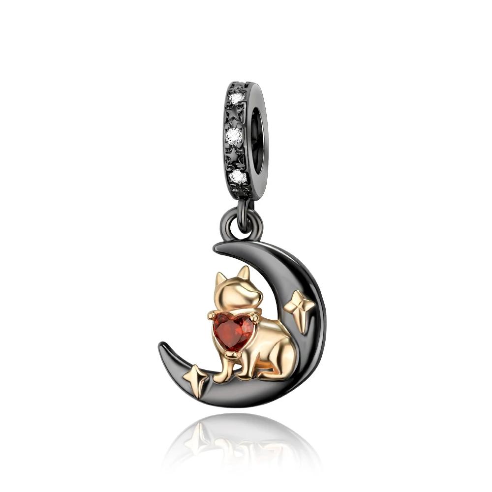 Original Copper Black Cat Beads Dangle Charms Fit Women Diy Bracelet Charms Boutique Necklace Pendant Gift