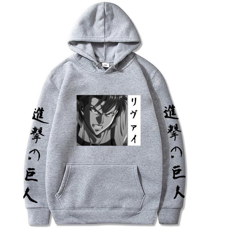 Japanese Animation Attack On Titan Men's Hoodie Vintage Unisex Pullover Vintage Graphic Hoody Tops Oversize Clothing