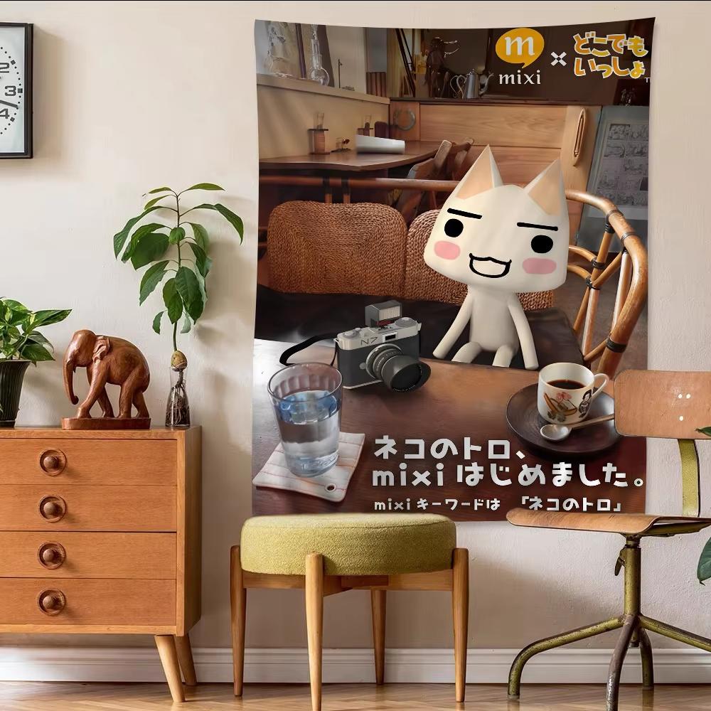 Inoue Toro Cute Cat Anime Tapestry Hanging Tarot Hippie Wall Rugs Dorm Wall Hanging Sheets Exquisite Workmanship Tapestry