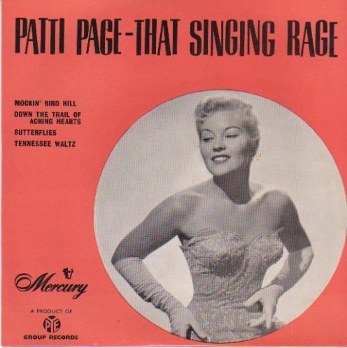 

7inch Record PATTI PAGE - That Singing Rage MEP9502 Mercury 1956 UK Jazz Used