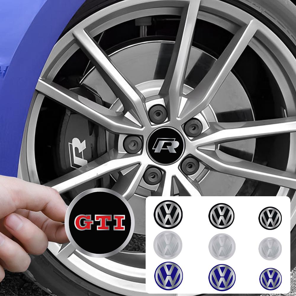 4pcs 56/60/63/65/68MM Auto Emblem Styling Wheel Center Covers Decor Stickers Hub Caps For Volkswagen VW GTI R Beetle Polo Touran