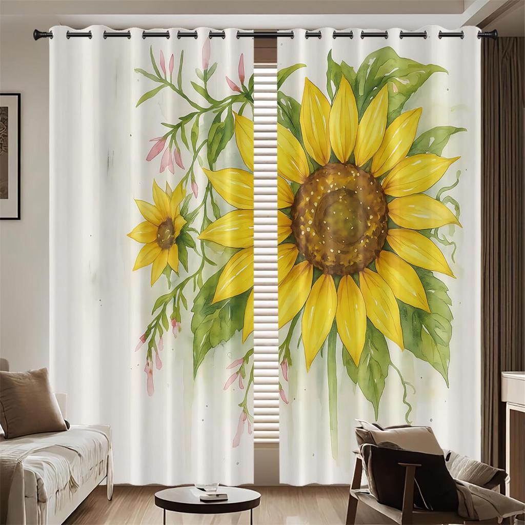 Individuelle Sonnenblumen Verdunkelungsvorhänge - Hochpräziser Digitaldruck, Verdicktes Polyester, Sonnenschutz