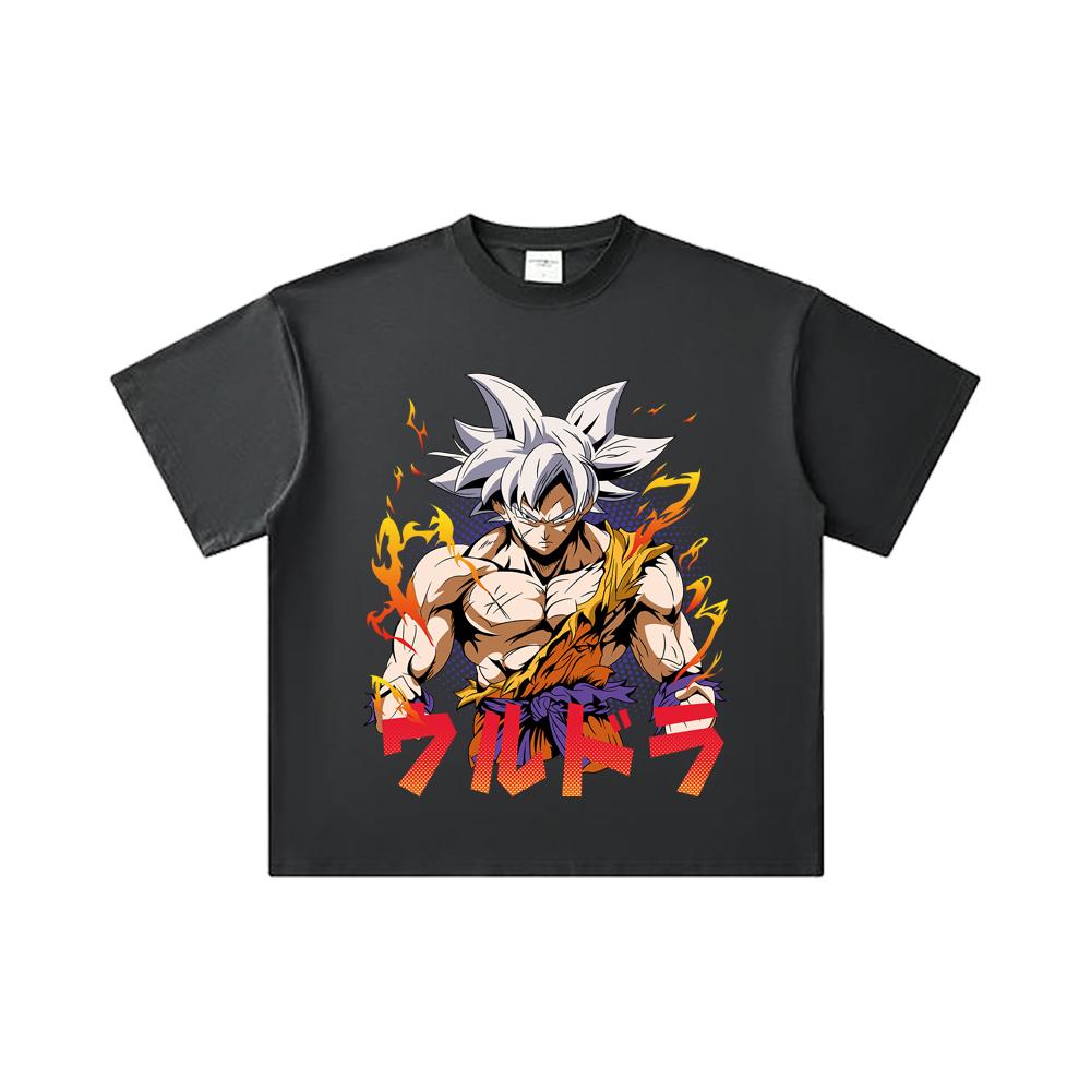 260 GSM Double Yarn 32 Count 100% Cotton Dragon Ball V11 Goku Ultra Print Unisex Heavy Cotton T Shirt