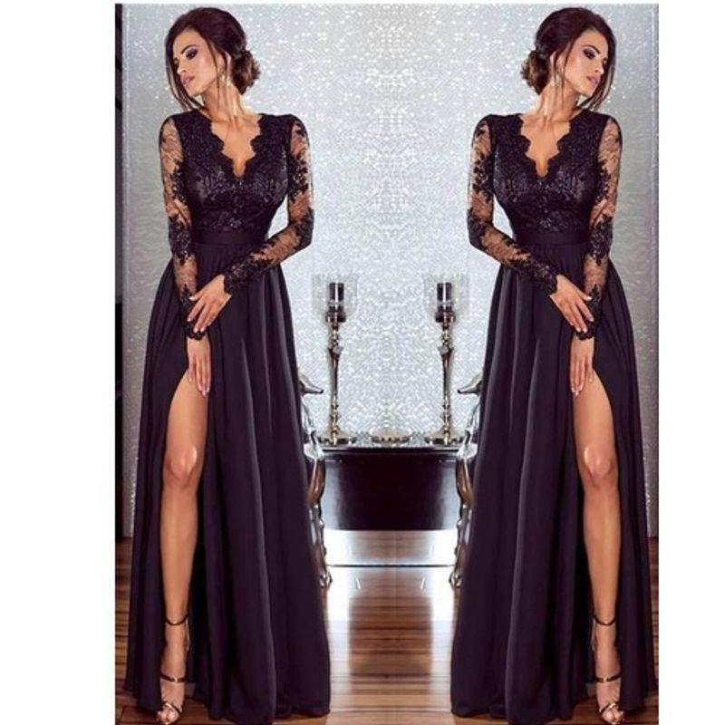 

Women s Spring Sexy Evening Dress Dress Lace Black M