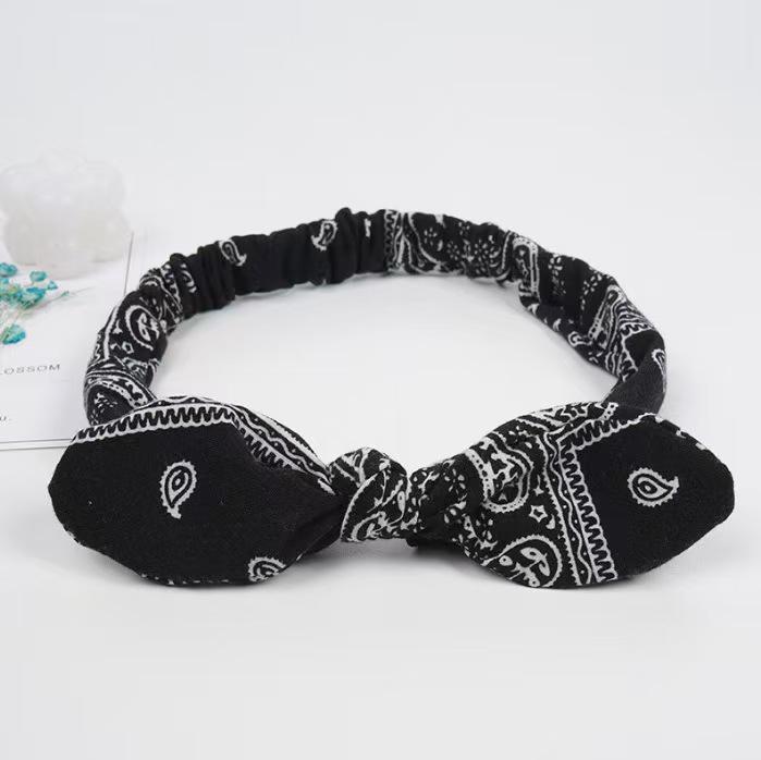 CR98 Printed Rabbit Ear Knot Cashew Cross Headband