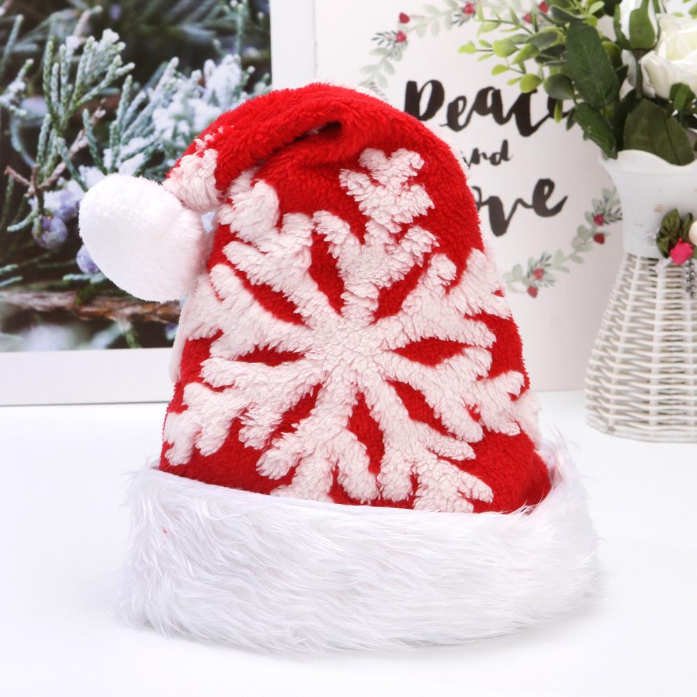 Shu Cotton Velvet Red Gray Large Snowflake Christmas Hat Winter Christmas Decoration Party Gift Polyester Material