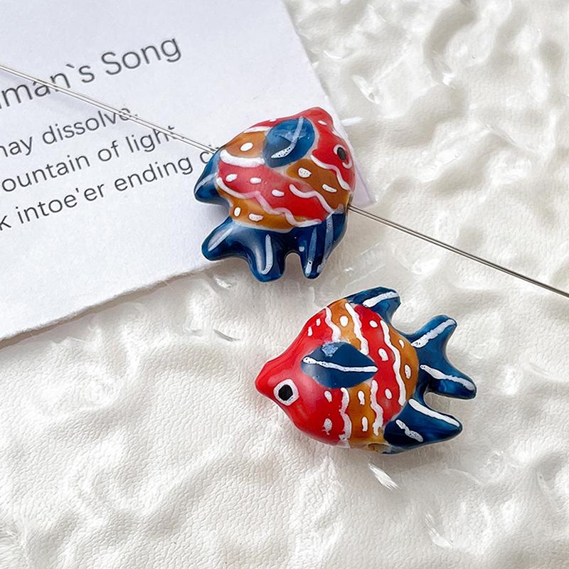 

2 шт. ретро красочные ручная роспись глубоководные рыбы керамические бусины в виде тропических рыб ювелирные изделия своими руками браслет ожерелье аксессуары
