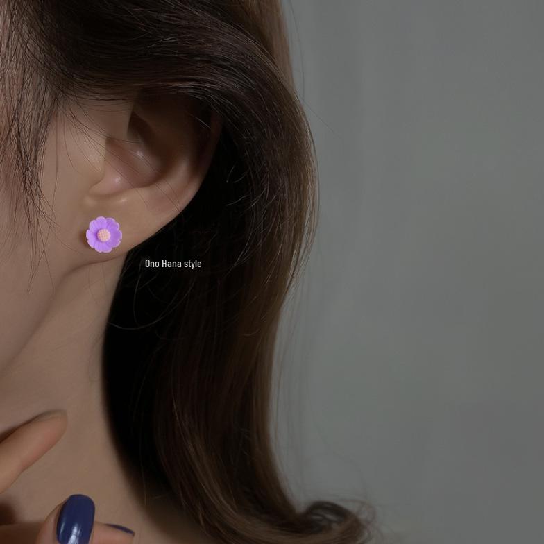 Children's Plastic Resin Rose Earrings Set