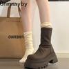 Autumn Winter Slim Women Ankle Boots Female Platform Thick Bottom Short Booties  De Mujer