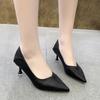 High heels women's thin heels 2025 spring and autumn new women's shoes black French pointed single shoes professional temperament work shoes women