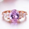 Pink Crystal Princess Ring Oval Simulated Diamond Engagement Ring for Women Elegant Fashion Jewelry