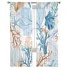 Beach Marine Life Blue Brown Coral Voile Sheer Curtains Living Room Window Tulle Curtain Kitchen Bedroom Drapes Home Decor