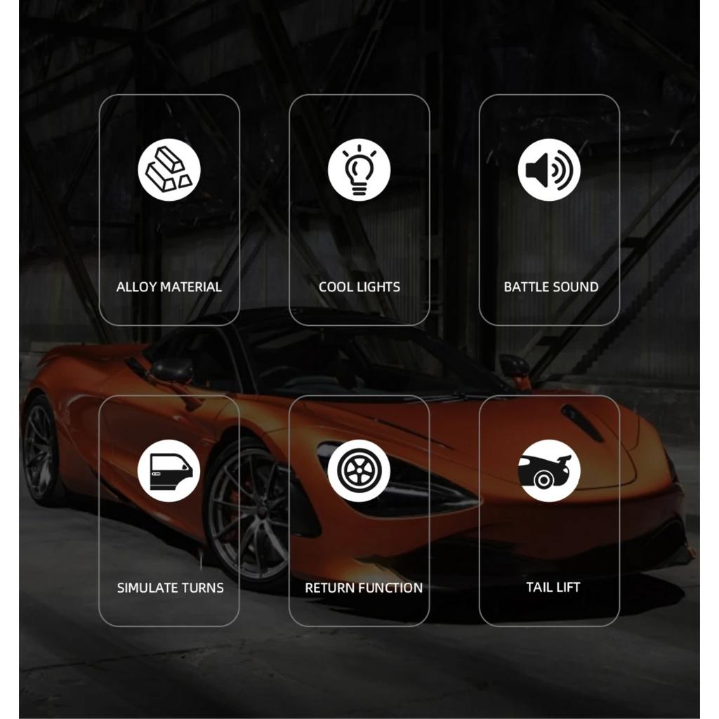 1/32 McLaren 720s Supercar Sports Alloy Diecast Model Car Sound and Light Pull Back Children Toys Cars Birthday Gifts with Kids