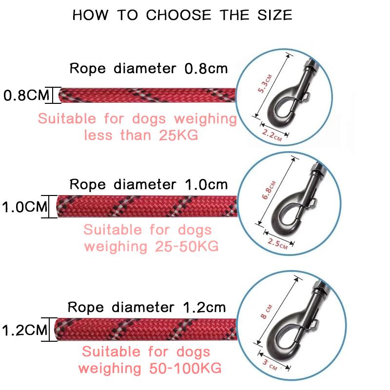 150/200/300cm Strong Dog Pet Leash Reflective Leash Large Small Dog Leash Golden Retriever Explosion Proof Punching Dog Harness