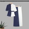 ZANZEA Women Patchwork Short Sleeve Blouse and Long Pants Casual Two Piece Suit Sets