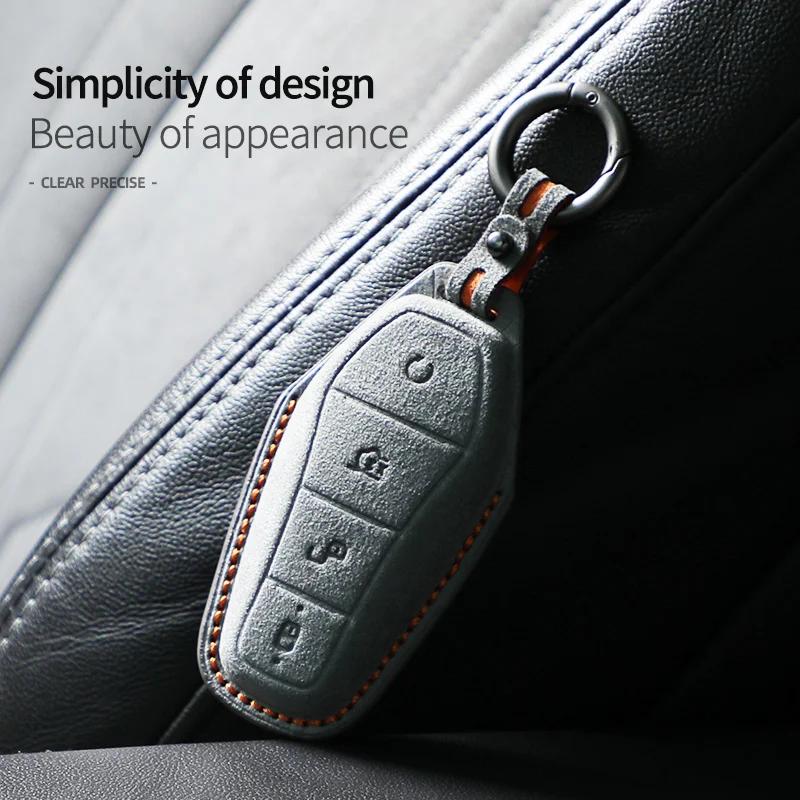 For Byd Ea1 Han Ev Qin Song Plus Dmi Yuan Plus Tang Atto 3 Ev Car Key Case Accessories Styling Suede Leather Key Cover Keychain
