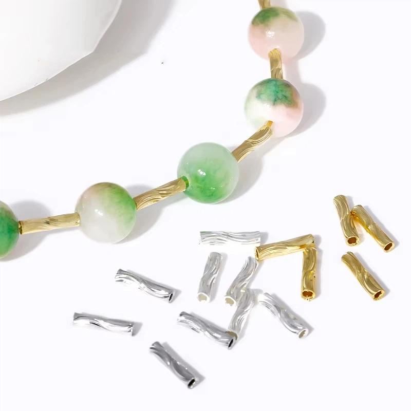 50Pcs Spacer Bead Diy Findings 2X8Mm Tube Beads For Jewelry Making Gold Plated Beads Separators For Bracelets Accessories