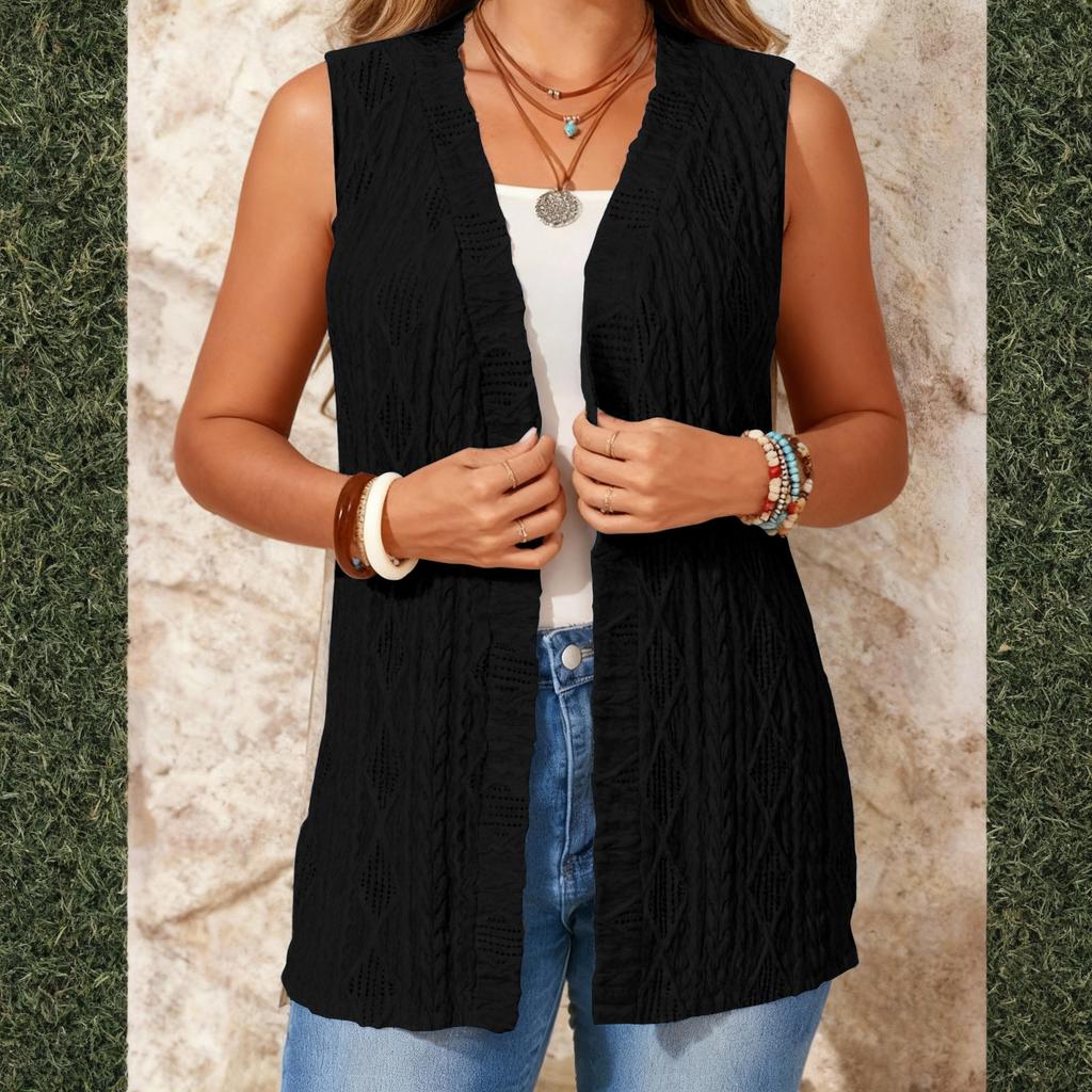 Damen locker sitzender, stilvoller, eleganter mehrfarbiger Westenmantel