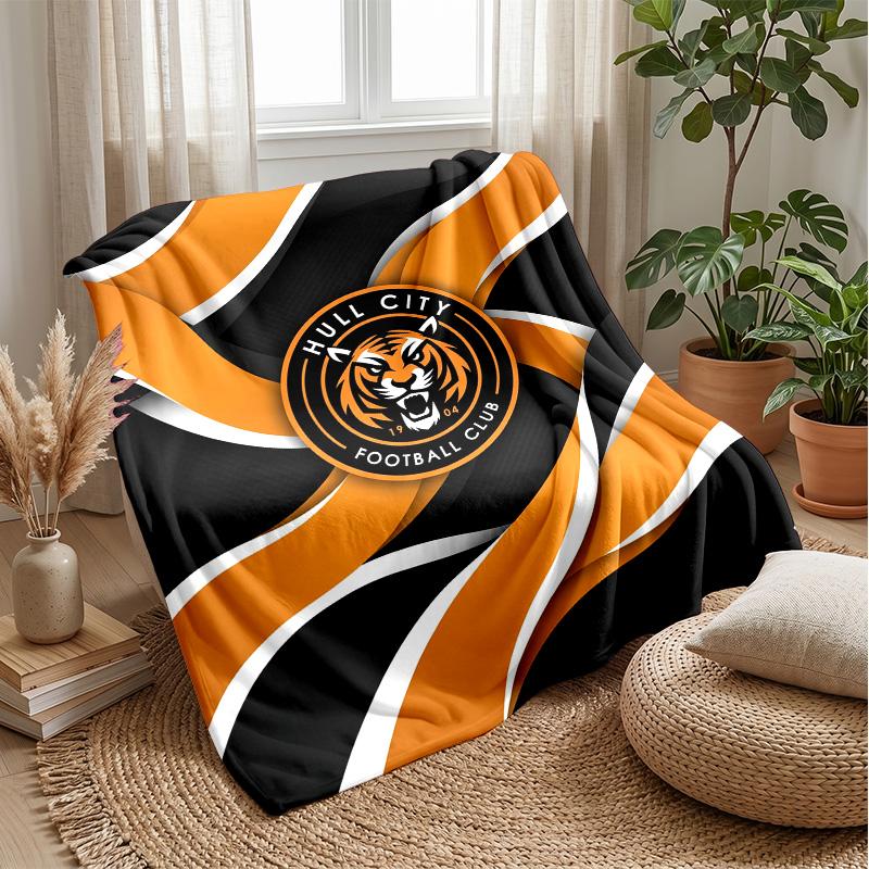 Coperta in Flanella con Stampa Hull City Football, Morbida Calda Leggera Coperta Plaid per Divano Letto Campeggio