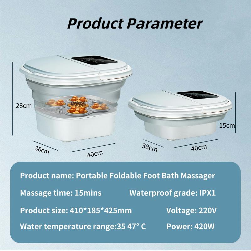 JINKAIRUI Foot Bath Foldable Fully Automatic Foot Massager Roller Electric Foot Bucket Hot Compress Foot Massage Machine