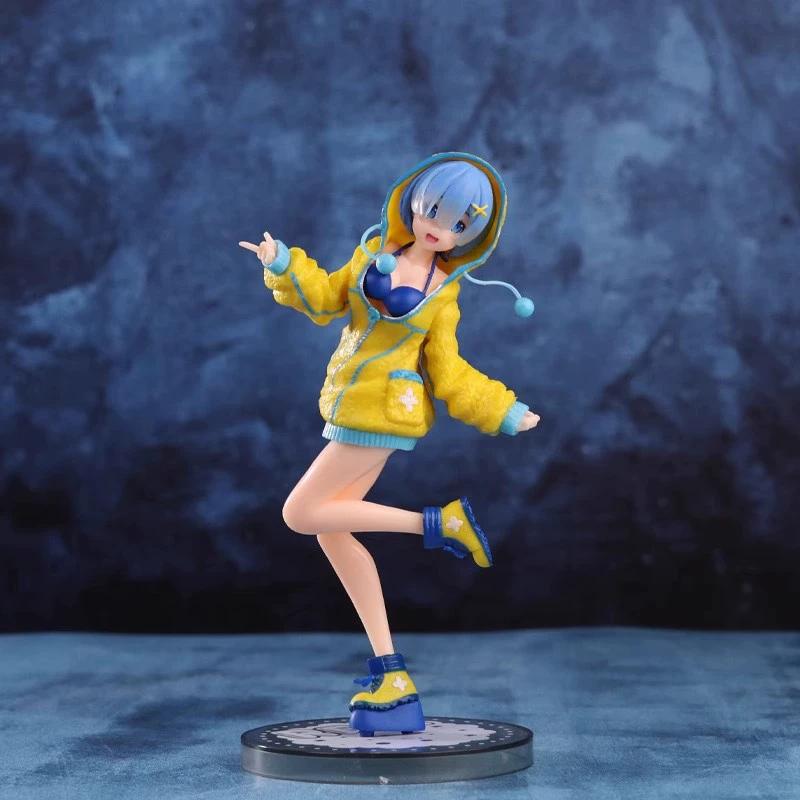 Re:Zero Rem Hoodie Action Figure 22cm PVC Anime Exquisite Statue Standing Pose Collectible Model Toy Desktop Ornament Boxed Gift