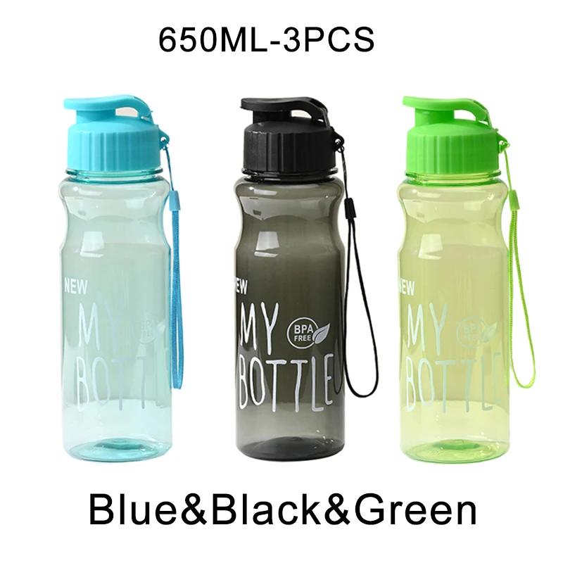 650ml Outdoor Large-capacity Sports Water Bottle Color Transparent PET Cold Water Cup Space Water Bottle Advertising Plastic Cup