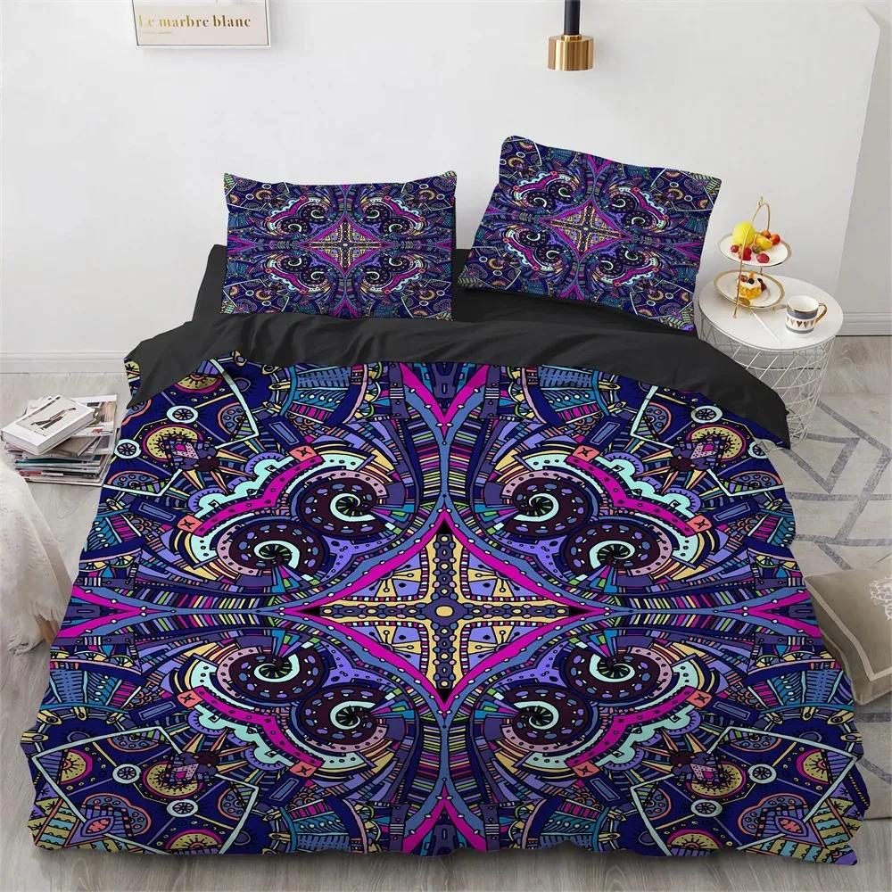 Bohemian Mandala King Queen Duvet Cover Boho Style Flower Bedding Set Adults Exotic Nordic Floral Polyester Quilt Cover