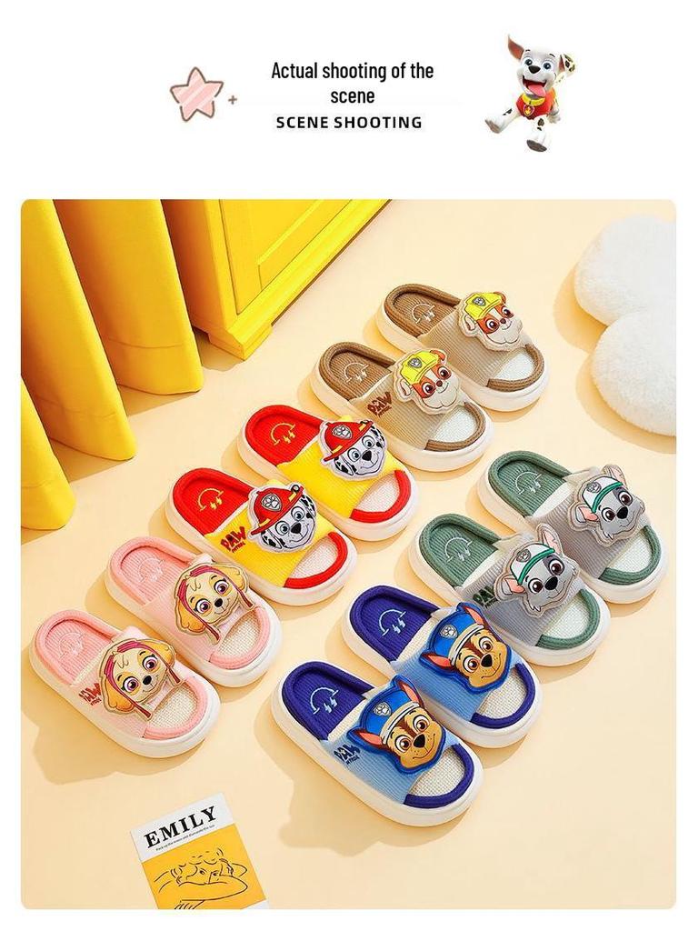 Pantuflas de Interior Antideslizantes de Dibujos Animados 3D Paw Patrol para Niños y Niñas - Lino Primavera/Otoño