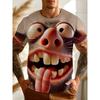 Camiseta Masculina com Padrão 3D - Design de Bordado 3D Gola Redonda Manga Curta Solta Tamanho Grande Roupas Masculinas de Verão