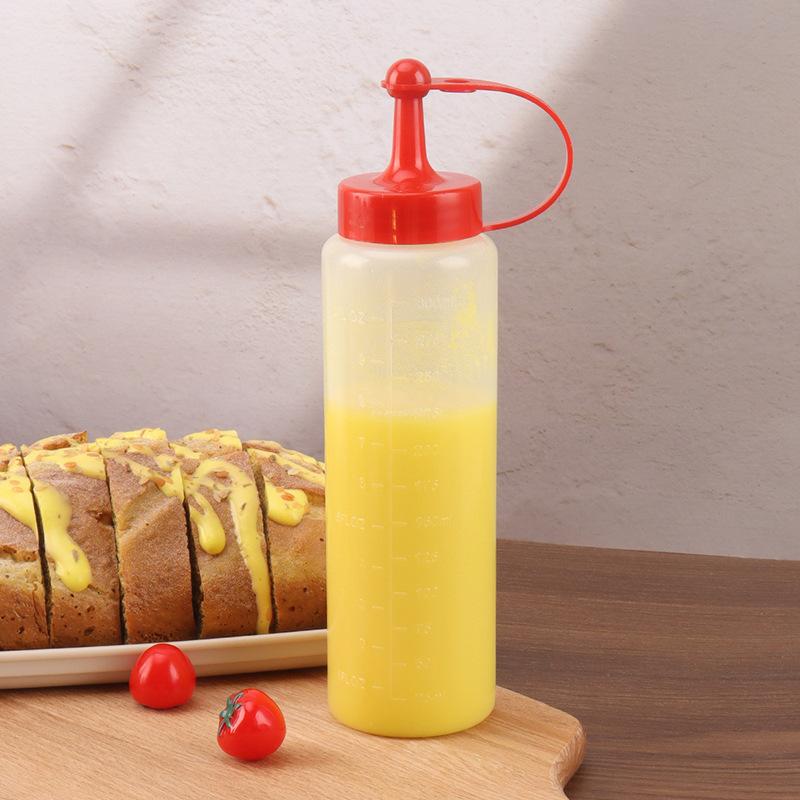 PE Plastic Squeeze Bottle With Pointed Nozzle, Household Condiment Dispenser For Sauce, Salad Dressing