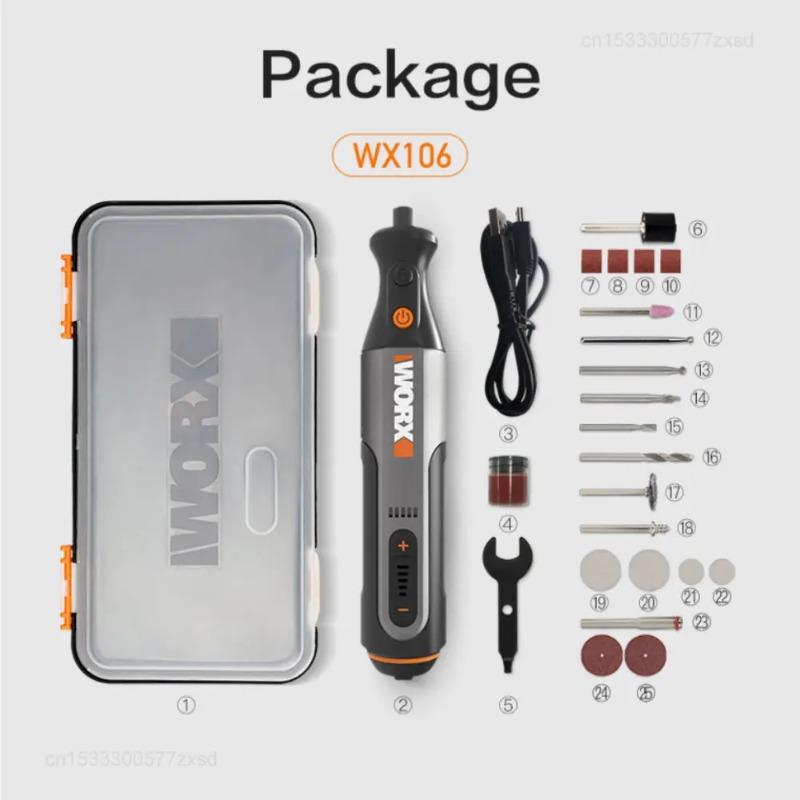 8V Rotary Tool WX106 Cordless Mini Drill Engraving Grinding Polishing Machine USB Charger Variable Speed Power Tools Set