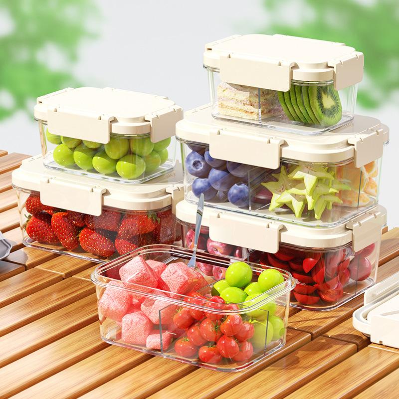 Outdoor Fruit Chilled and Fresh-keeping Boxes Lunch Boxes Plastic Sealed BoxesFood-grade Household Refrigerator Storage Boxes