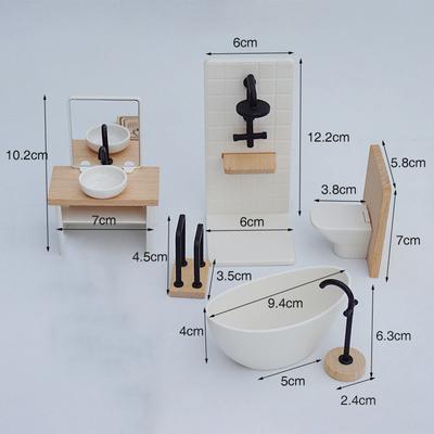 1/12 Dollhouse Simülasyon Lavabo Küvet Tuvalet Modeli Dollhouse Banyo Dekor Bebek Evi Minyatür Mobilya Aksesuarları