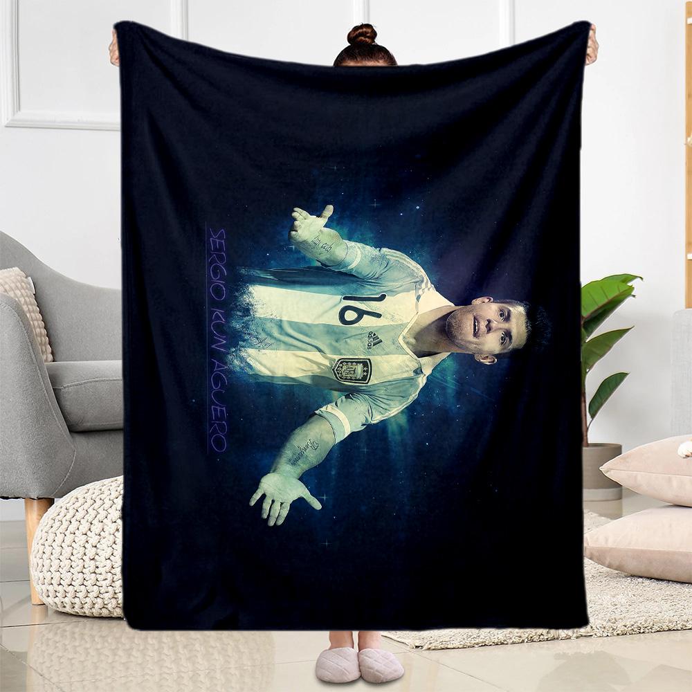Manchester City Player Action Blanket Soft & Cozy Suitable for Seaside Office Chair Bed Four Seasons Universal Modern