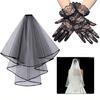 Elegant Bridal Veil Gloves Flower Brimmed Unique Outfits Lace Gloves for Flapper Bride Wedding Dancing Accessories