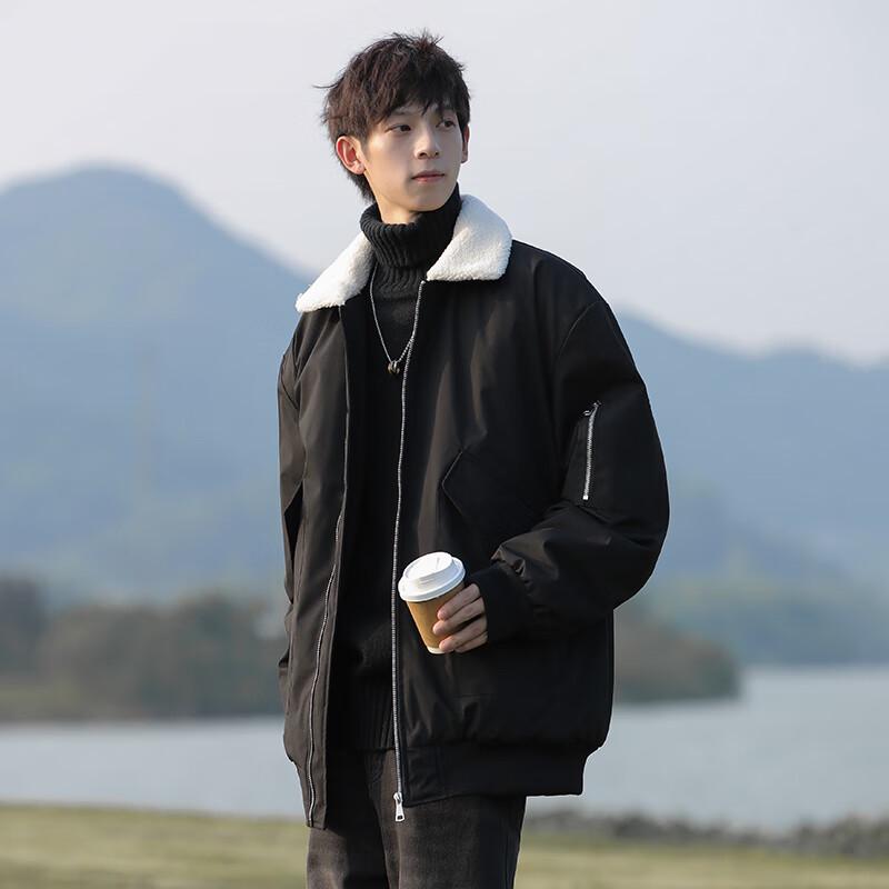 Wassup Sohot Men's Lapel Lamb Wool Padded Workwear Jacket