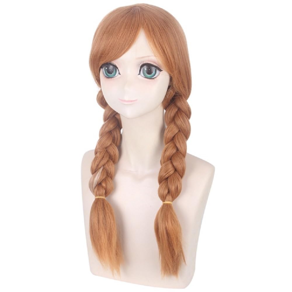 RyuuCos Frozen Anna Cosplay Heat Costume Perfect for School Cultural and Festivals Wig, Hairnet, Resistant, Disguise, Gift, Events, Halloween,