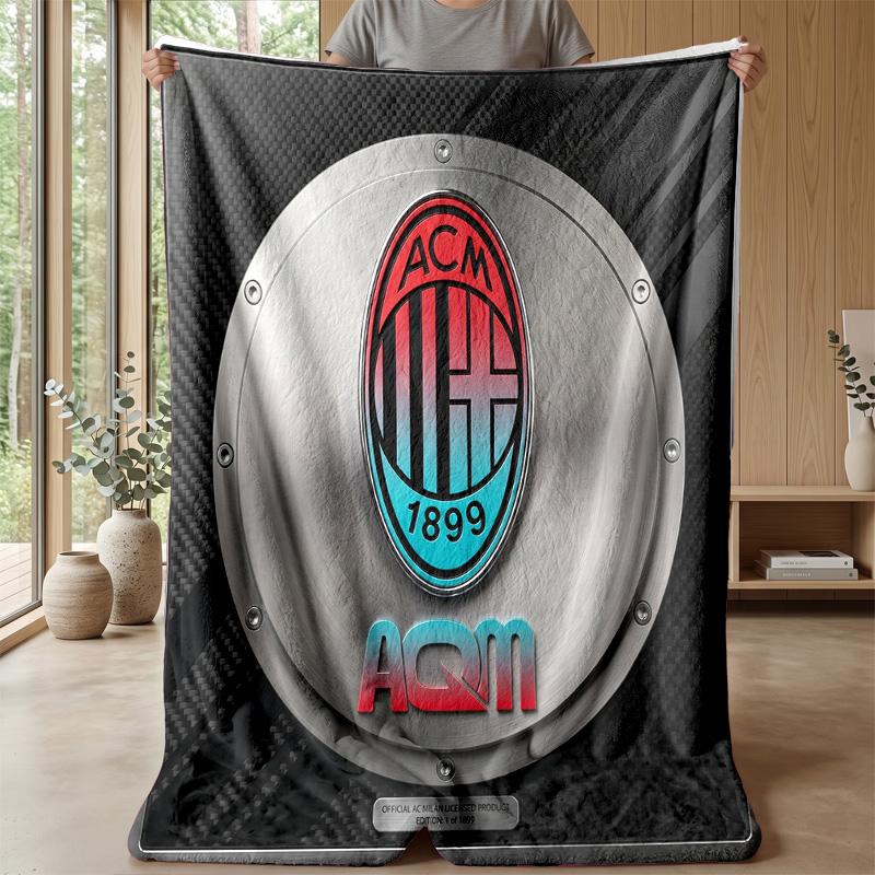 AC Milan Theme Blanket Soft Flannel Blanket Plush Throw Blanket Cozy Sofa Bed Blanket for Home Decor
