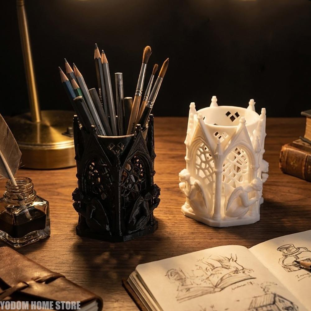 3D Printed Gothic Style Skeleton Pen Holder For Paint Brushes Makeup Brushes Markers Desk Living Room Home Decoration Accessorie