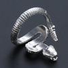 Snake Ring with Tail Copper Rattlesnake Shaped Finger Ring Jewelry Handmade Adjustable Serpent Ring Gift for Men Women