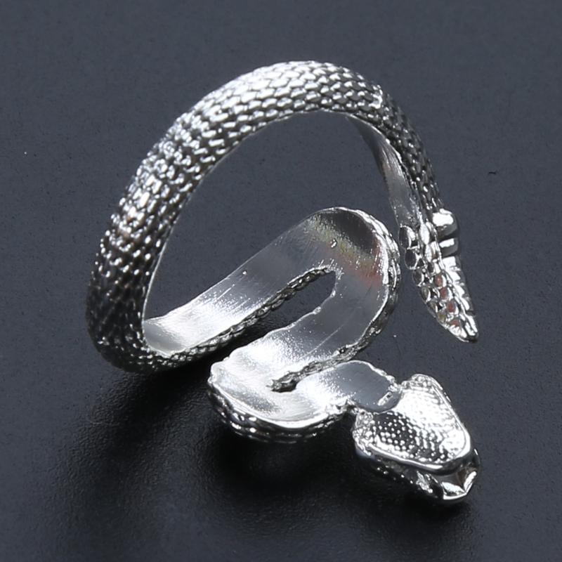 Snake Ring with Tail Copper Rattlesnake Shaped Finger Ring Jewelry Handmade Adjustable Serpent Ring Gift for Men Women