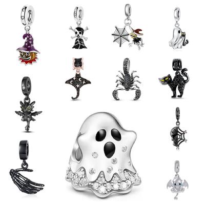925 Silver Black Charm Clown Scorpion Spider Pendant DIY Bead for Women Jewelry Fit Original Bracelet